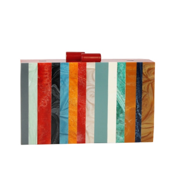 Striper Acrylic Marble Clutch